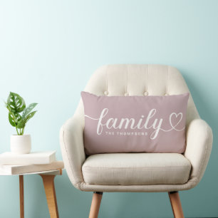 Coussin Rectangle Family Love Script Lilac Purple Monogramme personn