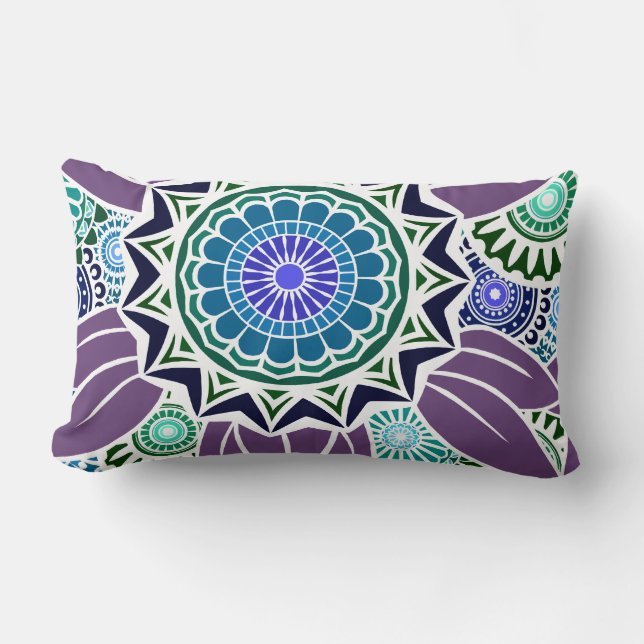 Coussin Rectangle FANDANGO de DECO dans Teal, le vert et le pourpre (Recto)