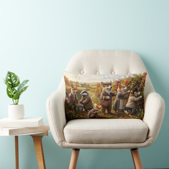 Coussin Rectangle Fantaisie de récolte automnale de créatures de la  (Chaise)