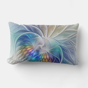 Coussin Rectangle Fantaisie florale, fleur fractale abstraite coloré