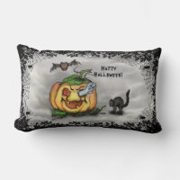 Fantôme, chauve-souris et chat, Bonne Halloween !