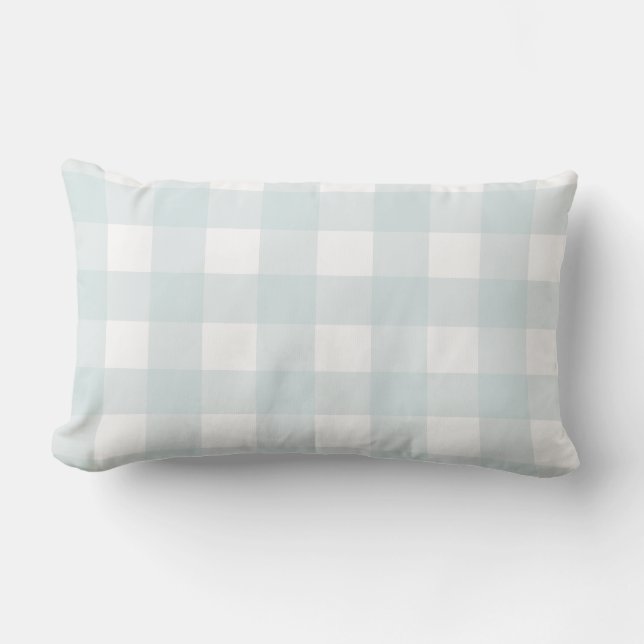 Coussin Rectangle Farmhouse Buffalo Check Plaid Blue White Accent (Recto)