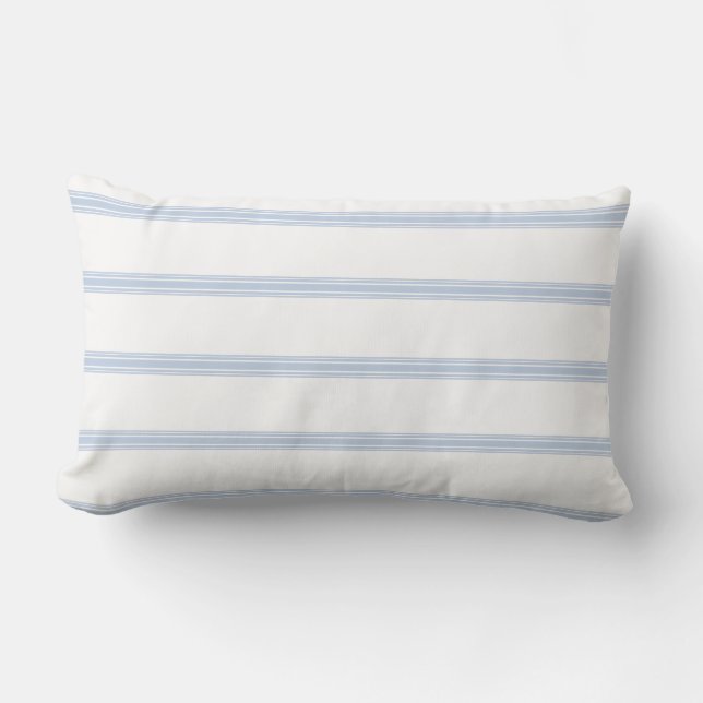 Coussin Rectangle Farmhouse French Ticking Motif Bleu blanc (Recto)