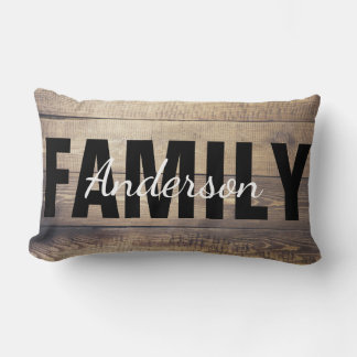 Coussin Rectangle Farmhouse moderne Bois Rustique Nom de famille