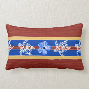Coussin Rectangle Fausse planche de surf en bois tribale de Honu