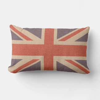 Coussin Rectangle Faux Burlap Jute Linen Look UK Drapeau