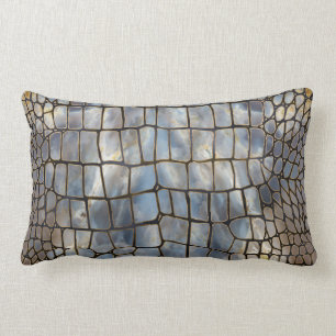 Coussin Rectangle Faux Crocodile texture marbre et or