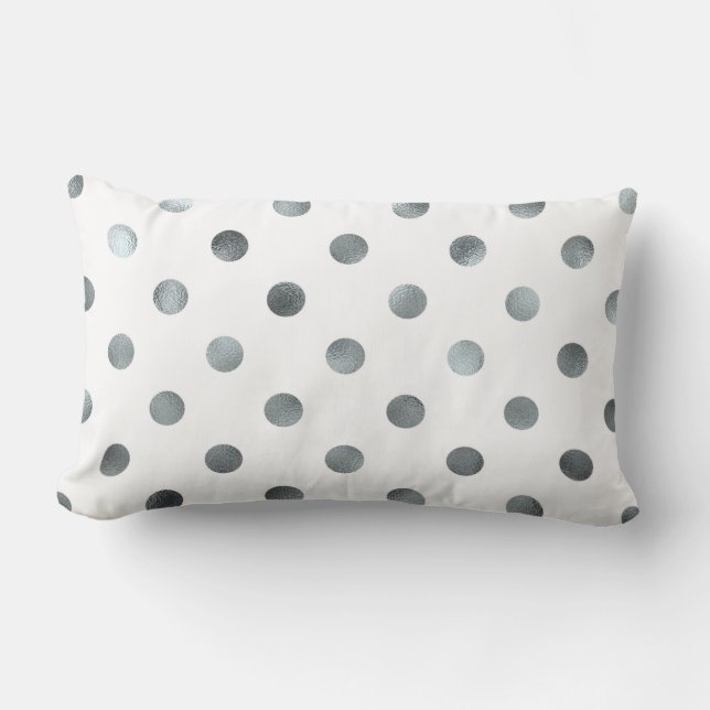 Coussin Rectangle Faux Faux Foil Polka Point blanc (Recto)
