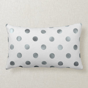 Coussin Rectangle Faux métalliques argentés Foil Gris Polka Dot Gris