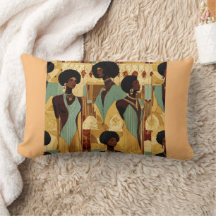 Coussin Rectangle Faux-Renaissance Afrocentrique Femmes Fabric-Motif
