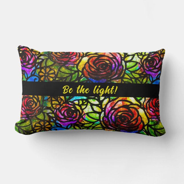 Coussin Rectangle faux vitrail personnalisable, réversible (Recto)