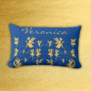 Coussin Rectangle Fées d'or avec poussière de pixie sur Monogramme b
