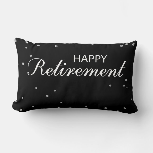 Coussin Rectangle Félicitations à la retraite Noir avec étincelle d' (Recto)