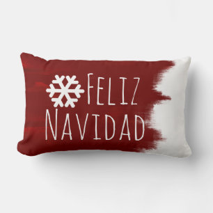 Coussin Rectangle Feliz Navidad Noël Flocon de neige Peinture rouge