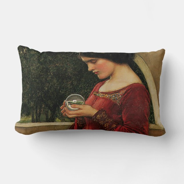 Coussin Rectangle Femme à la boule de cristal, peinture de Waterhous (Recto)