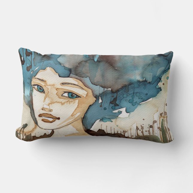 Coussin Rectangle Femme bleue (Recto)