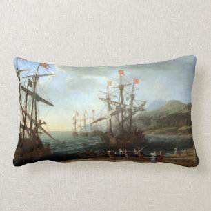 Coussin Rectangle Femmes Trojan de Claude Lorrain plaçant la flotte