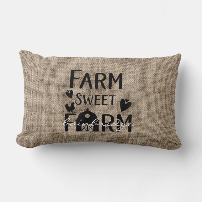 Coussin Rectangle Ferme Rustique Sweet Farm Personnalisé (Recto)