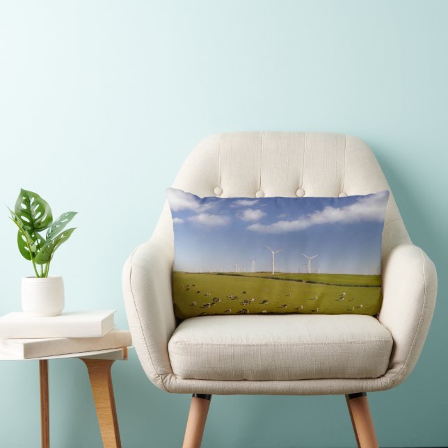 Coussin Rectangle Fermes | Vaches près de la ferme de moulin à vent (Chaise)