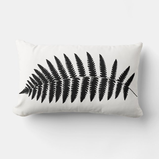 Coussin Rectangle Fern 2, noir et blanc (Recto)