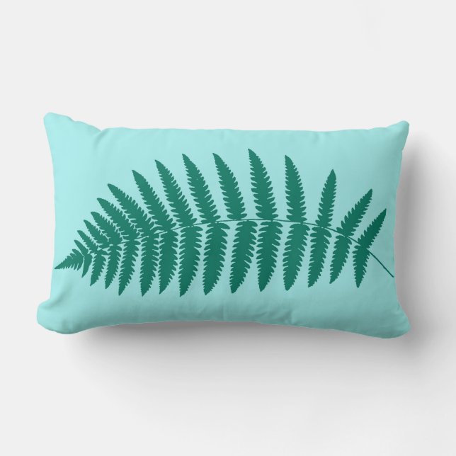 Coussin Rectangle Fern 2, Turquoise et Aqua (Recto)