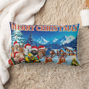 Coussin Rectangle Festive Animaux Dormant Lumbar Design Coussin.