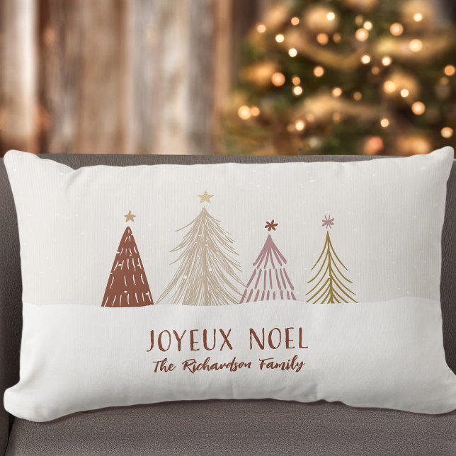 Coussin Rectangle Festive Joyeux Noel Noël Famille de Noël Jeter (Créateur téléchargé)