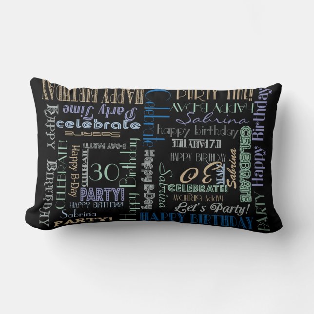 Coussin Rectangle Fête d'anniversaire ! NOM et ÂGE personnalisés du  (Recto)