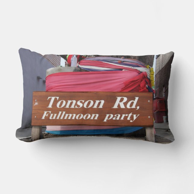 Coussin Rectangle Fête de la pleine lune de Tonson Rd., Koh Phangan, (Recto)