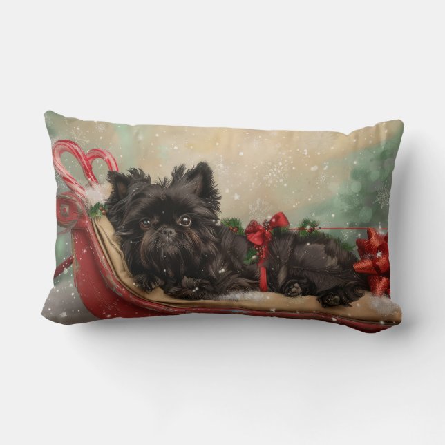 Coussin Rectangle Fête de Noël du chien Affenpinscher (Verso)