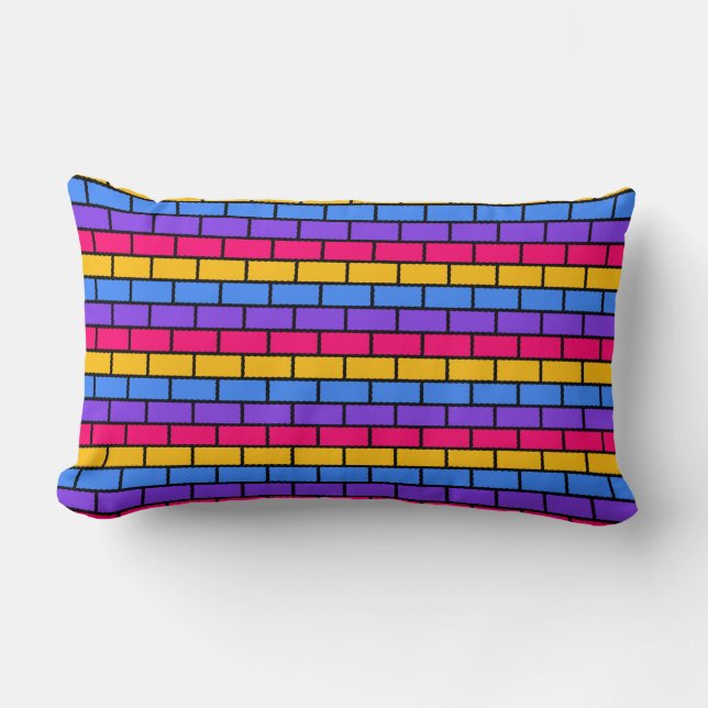Coussin Rectangle Fête Vibrante Rose Chaud, Jaune, Bleu, Violet (Recto)