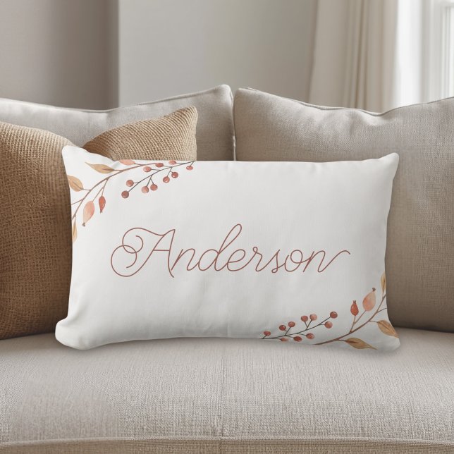 Coussin Rectangle Feuillage d'Automne Nom de Famille Personnalisé (Créateur téléchargé)