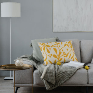 Coussin Rectangle Feuille botanique Motif moderne Jaune