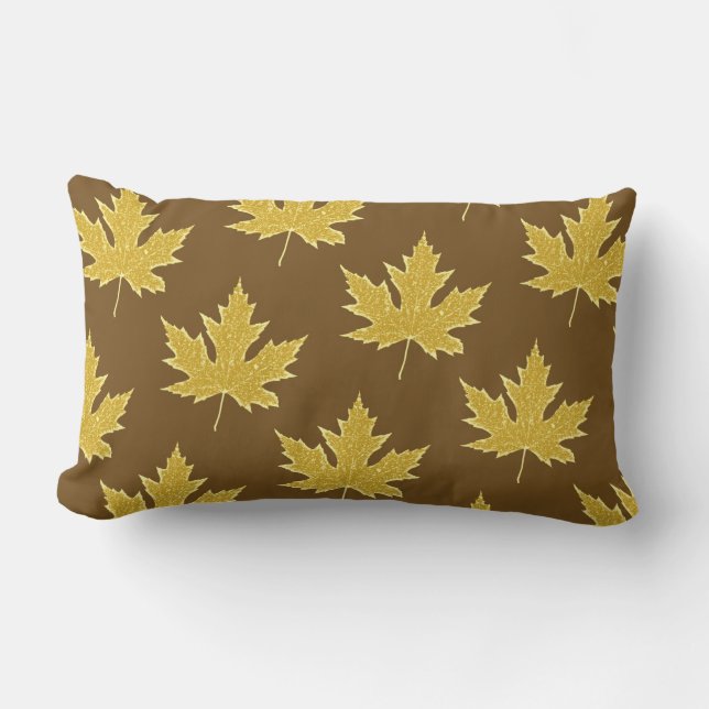 Coussin Rectangle Feuille de chêne - brun clair et brun (Recto)