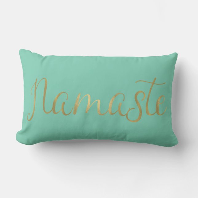 Coussin Rectangle Feuille d'or Namaste (Recto)