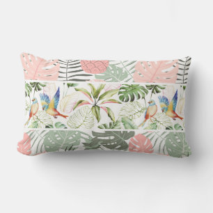 Coussin Rectangle Feuille tropicale et Motif d'oiseaux