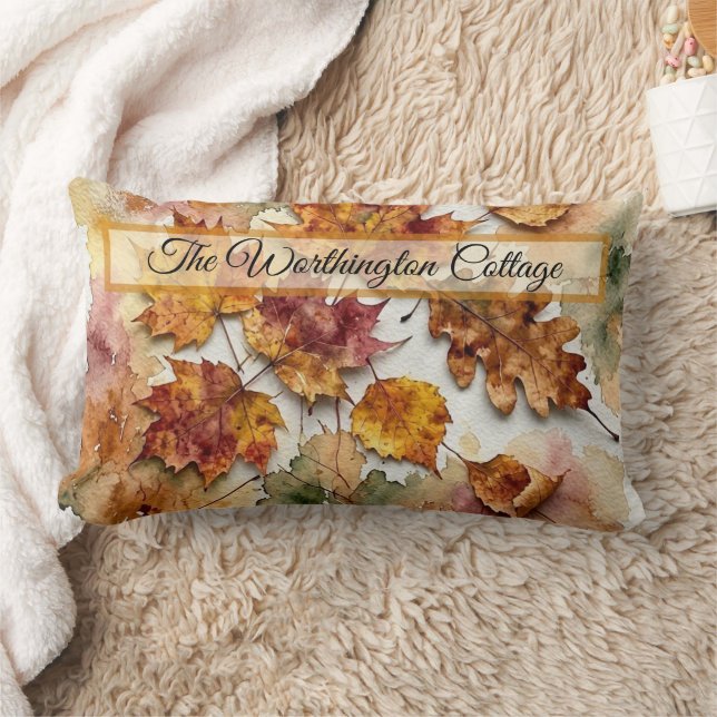 Coussin Rectangle Feuilles d'aquarelle d'automne et art de feuillage (Couverture)