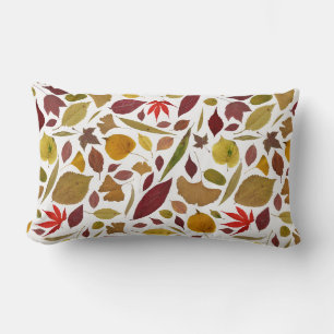 Coussin Rectangle Feuilles d'automne colorées sur fond blanc