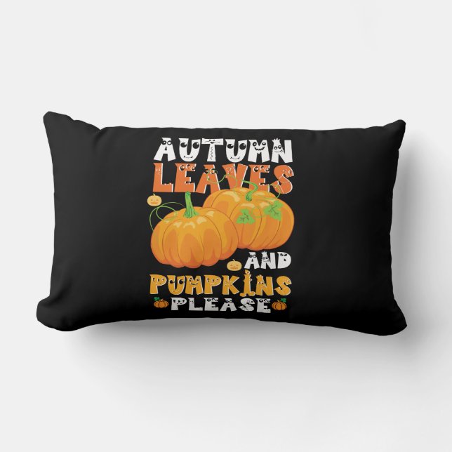 Coussin Rectangle Feuilles D'Automne Et Citrouilles S'Il Vous Plaît  (Recto)