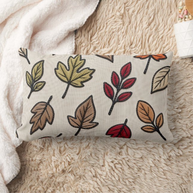 Coussin Rectangle Feuilles d'automne modernes brodées esthétiques  (Couverture)