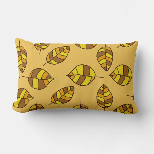 Coussin Rectangle Feuilles d'automne motif à feuilles jaunes réglabl (Recto)