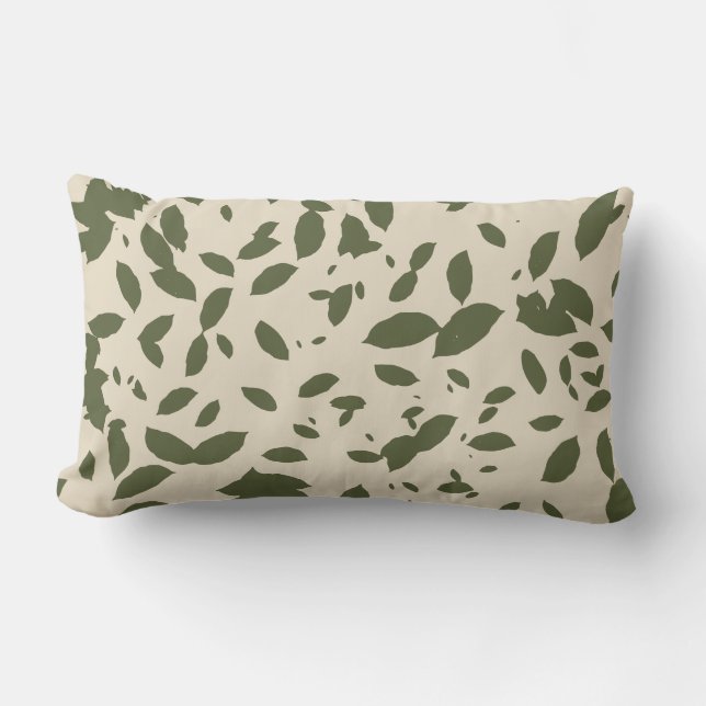 Coussin Rectangle Feuilles d'automne qui tombent vert olive (Recto)