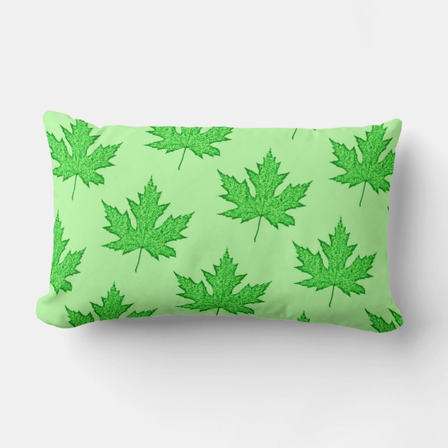 Coussin Rectangle Feuilles de chêne - nuances de vert (Recto)