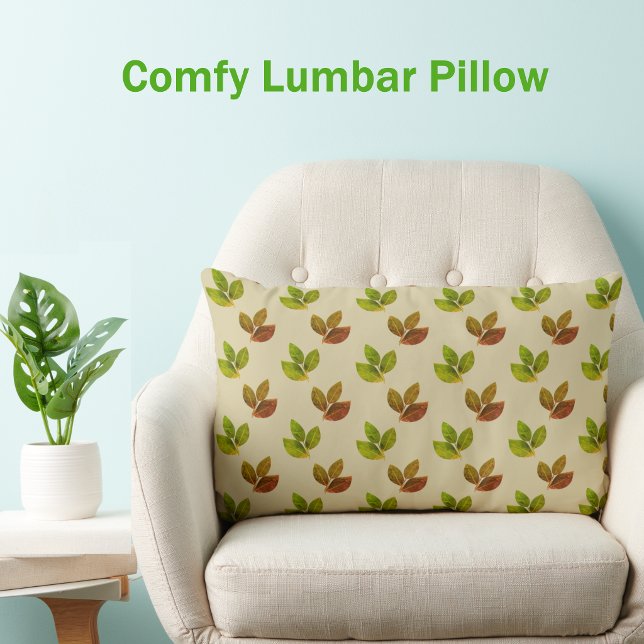 Coussin Rectangle Feuilles de laurier élégantes et belles sur fond b (Créateur téléchargé)