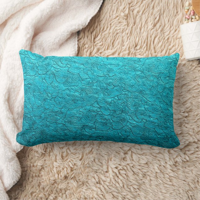 Coussin Rectangle Feuilles de turquoise jolies (Couverture)