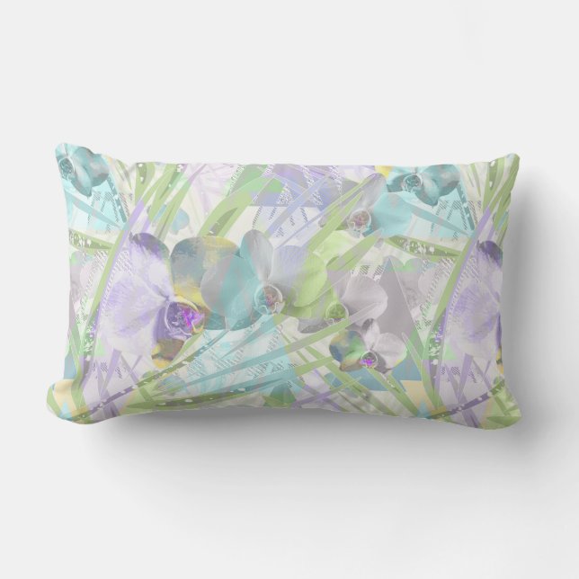 Coussin Rectangle Feuilles d'orchidées et de palmiers, tropicale (Recto)