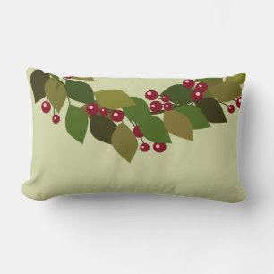 Coussin Rectangle Feuilles et Berries Wreath   Noël rustique