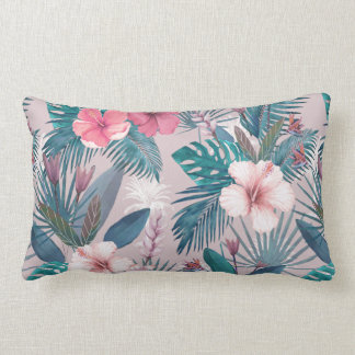 Coussin Rectangle Feuilles et fleurs tropicaux