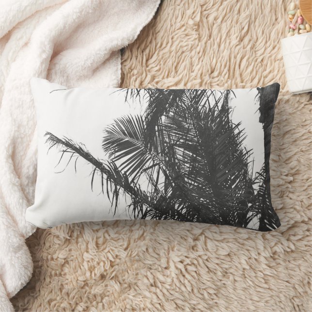 Coussin Rectangle Feuilles Monochrome Noir Blanc Palm Tree (Couverture)