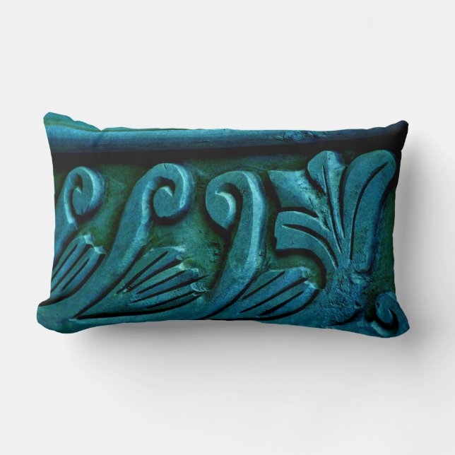 Coussin Rectangle Feuilles sarcelle (Recto)